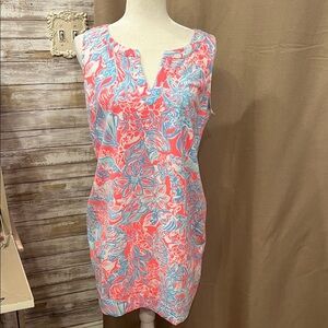 Lilly Pulitzer Estrada Summer Siren Pink and Blue Terry Midi Dress, NWOT, L